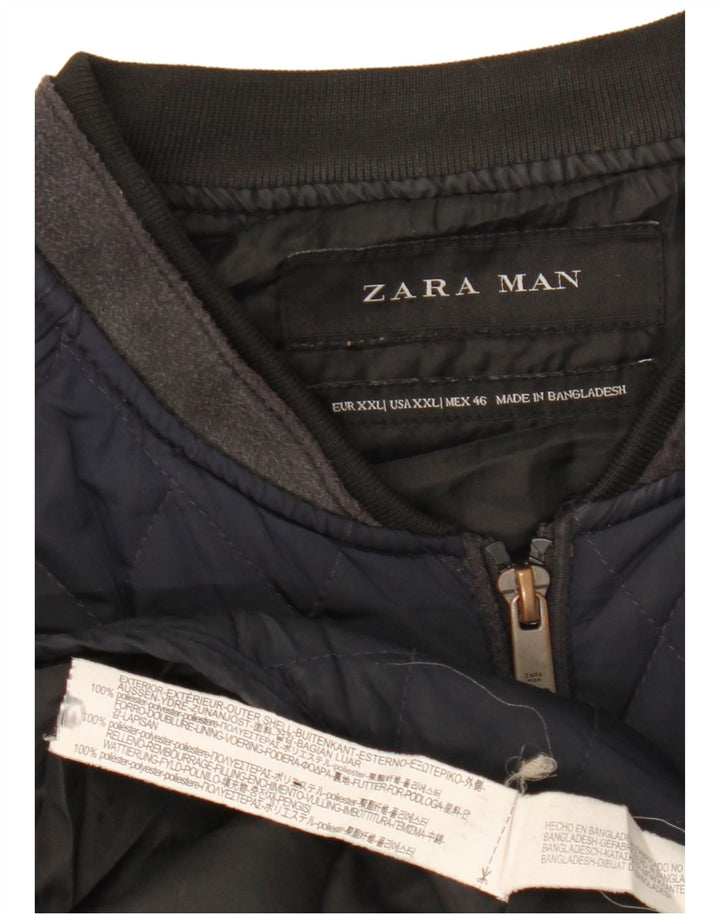 Мужской стеганый жилет Zara UK 44 2XL темно-синий из полиэстера