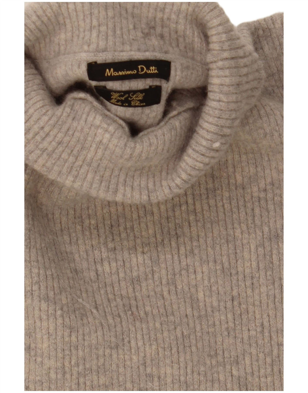 Женский джемпер Massimo Dutti с высоким воротником, Великобритания 12, средний серый, шерсть