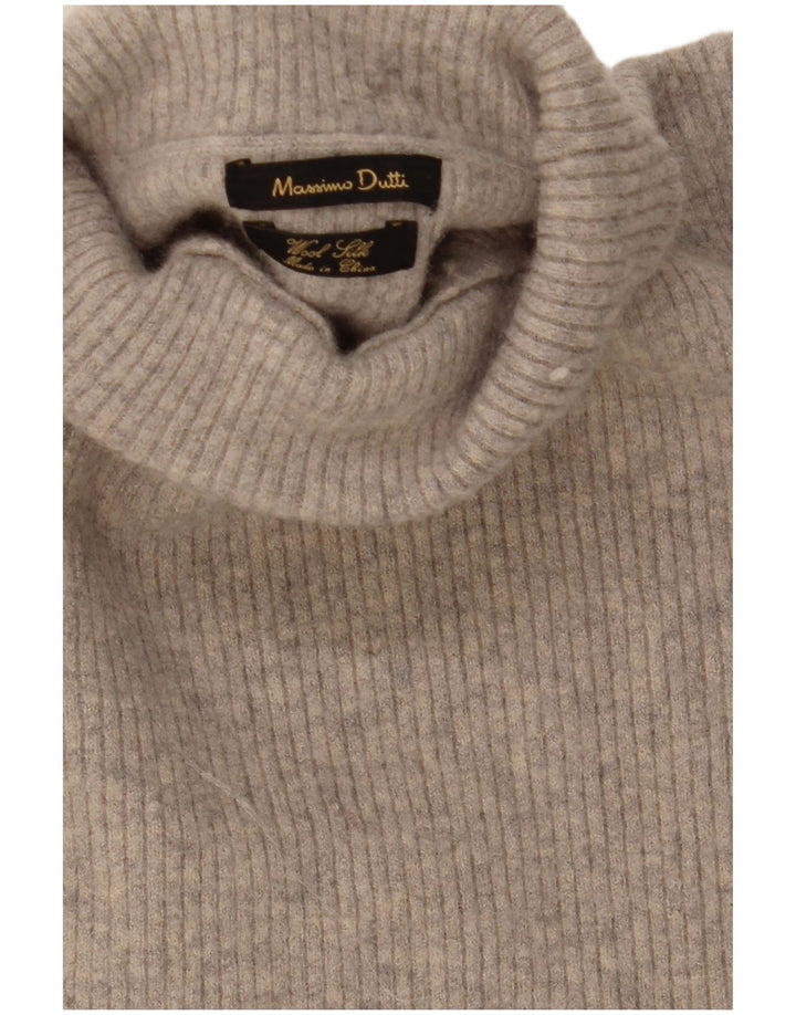 Женский джемпер Massimo Dutti с высоким воротником, Великобритания 12, средний серый, шерсть