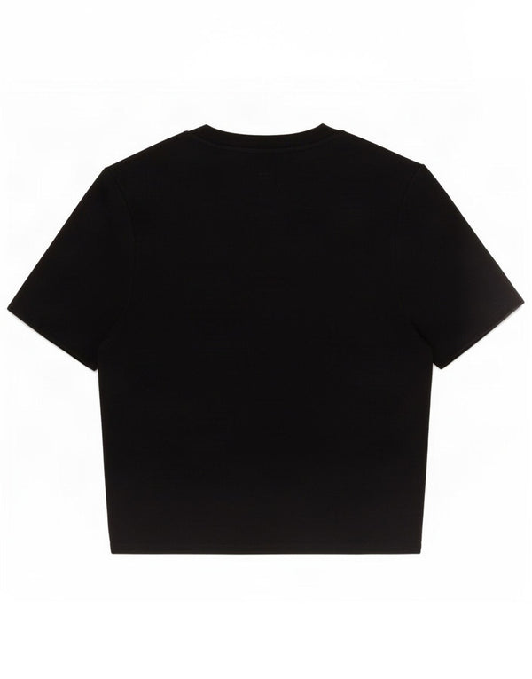 Zara Женская укороченная блузка с короткими рукавами UK 12 Medium Black Viscose