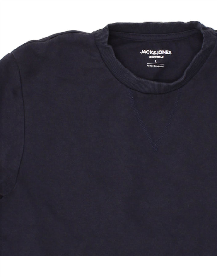 JACK & JONES Mens Sweatshirt Jumper Large Navy Blue Cotton Vintage Jack & Jones and Second-Hand Jack & Jones from Messina Hembry 