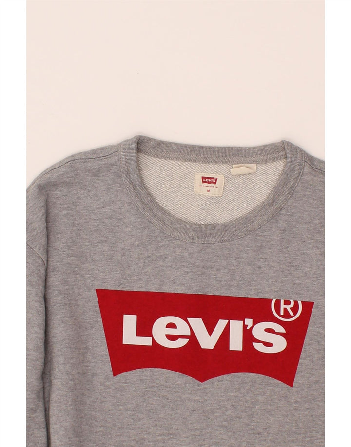LEVI'S Mens Graphic Sweatshirt Jumper Medium Grey Cotton Vintage Levi's and Second-Hand Levi's from Messina Hembry 