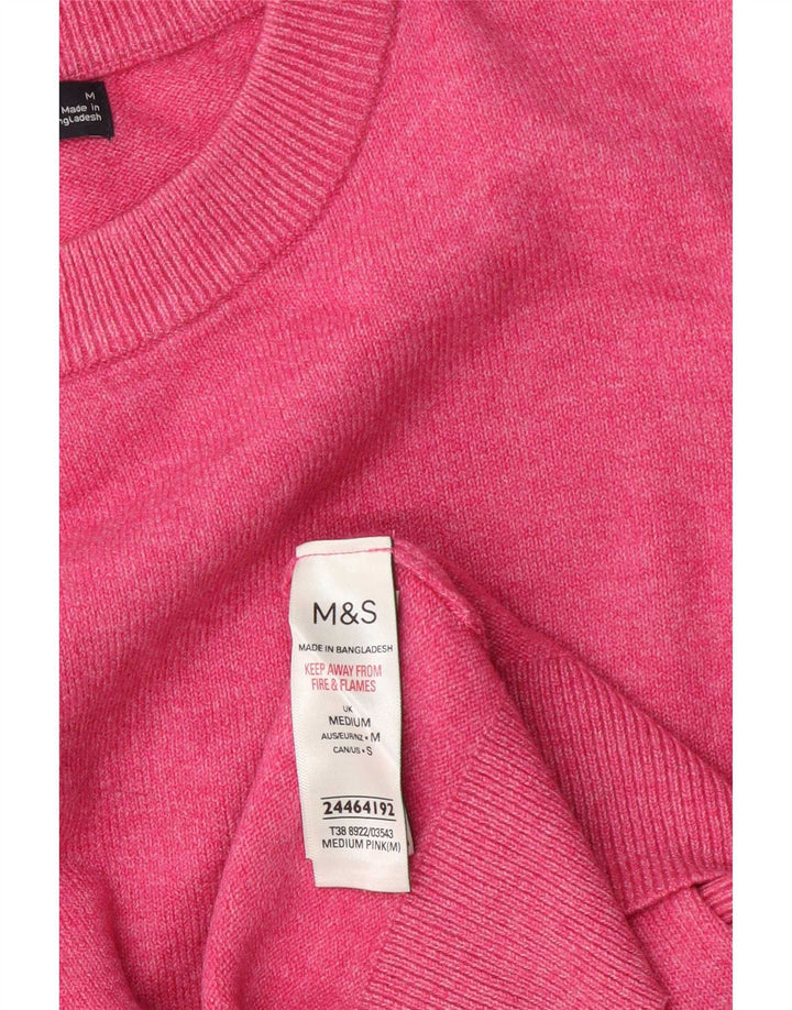 Женский джемпер с круглым вырезом Marks & Spencer, Великобритания 14, средний розовый полиэстер