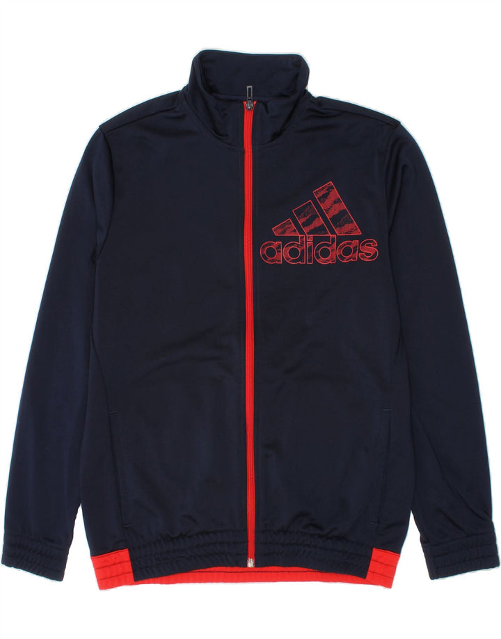 ADIDAS Boys Graphic Tracksuit Top Jacket 13-14 Years Large  Navy Blue Vintage Adidas and Second-Hand Adidas from Messina Hembry 
