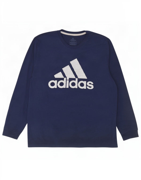 Мужской топ Adidas Climalite с графическим рисунком с длинным рукавом XL, темно-синий, полиэстер