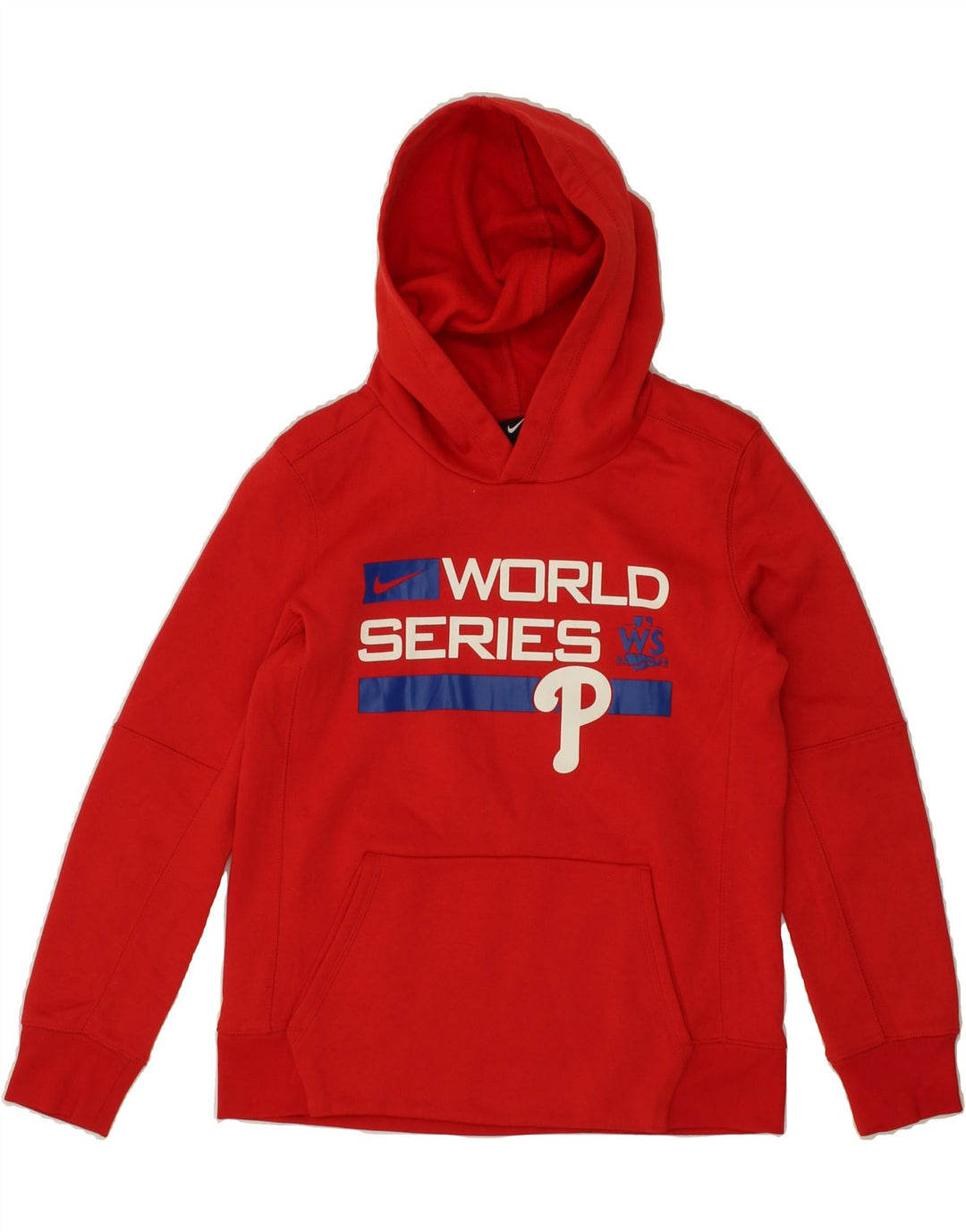 NIKE Boys Graphic Hoodie Jumper 10-11 Years Medium Red Polyester Vintage Nike and Second-Hand Nike from Messina Hembry 