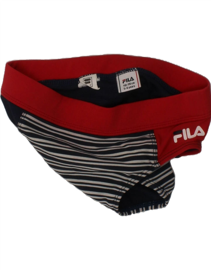 FILA Boys Swimming Shorts 5-6 Years Navy Blue Striped Vintage Fila and Second-Hand Fila from Messina Hembry 