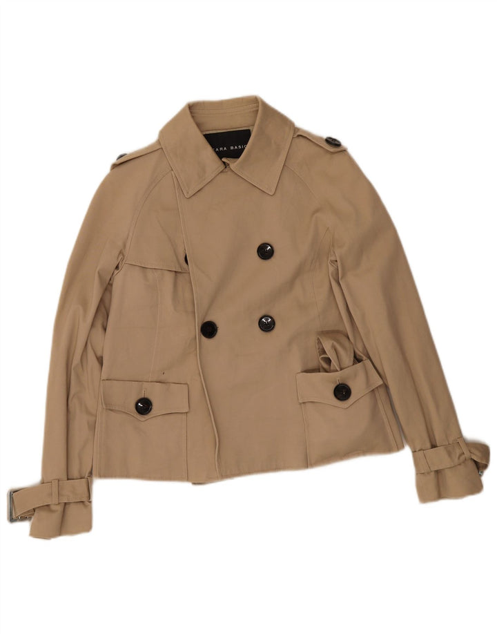 Женский короткий тренч Zara UK 14, большой бежевый