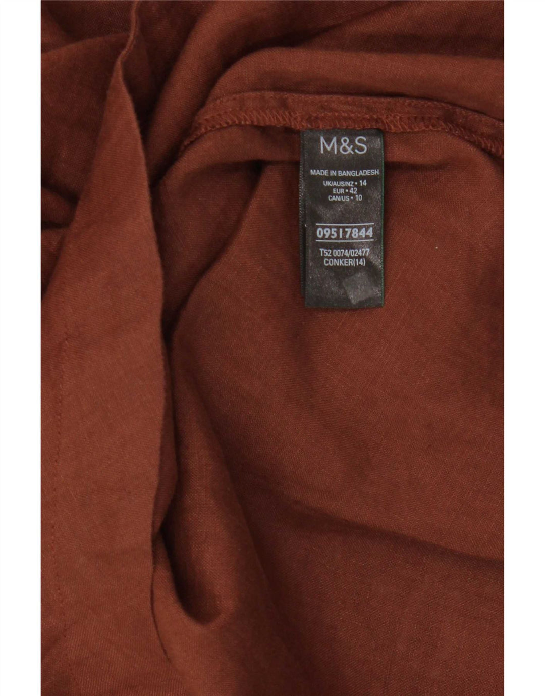 Женская туника Marks & Spencer UK 14, большой размер, коричневый лен