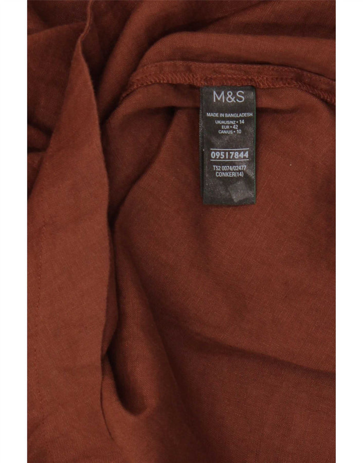 Женская туника Marks & Spencer UK 14, большой размер, коричневый лен