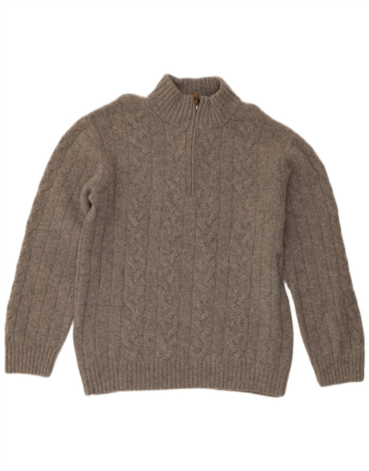 Мужской свитер Gant на молнии с воротником 2XL, серый из мериносовой шерсти