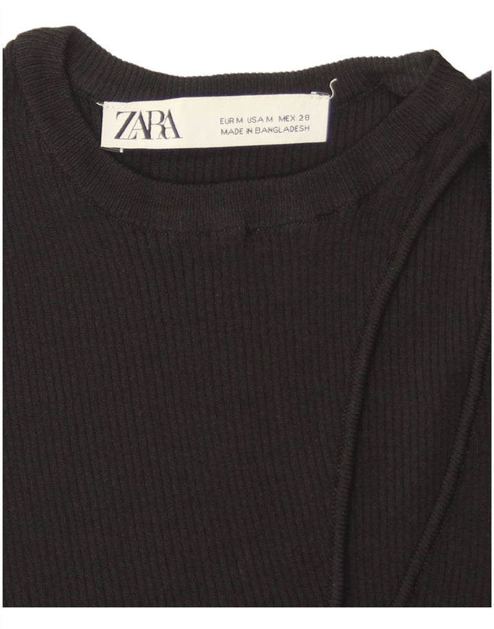 Женский укороченный жилет Zara UK 12, средний черный