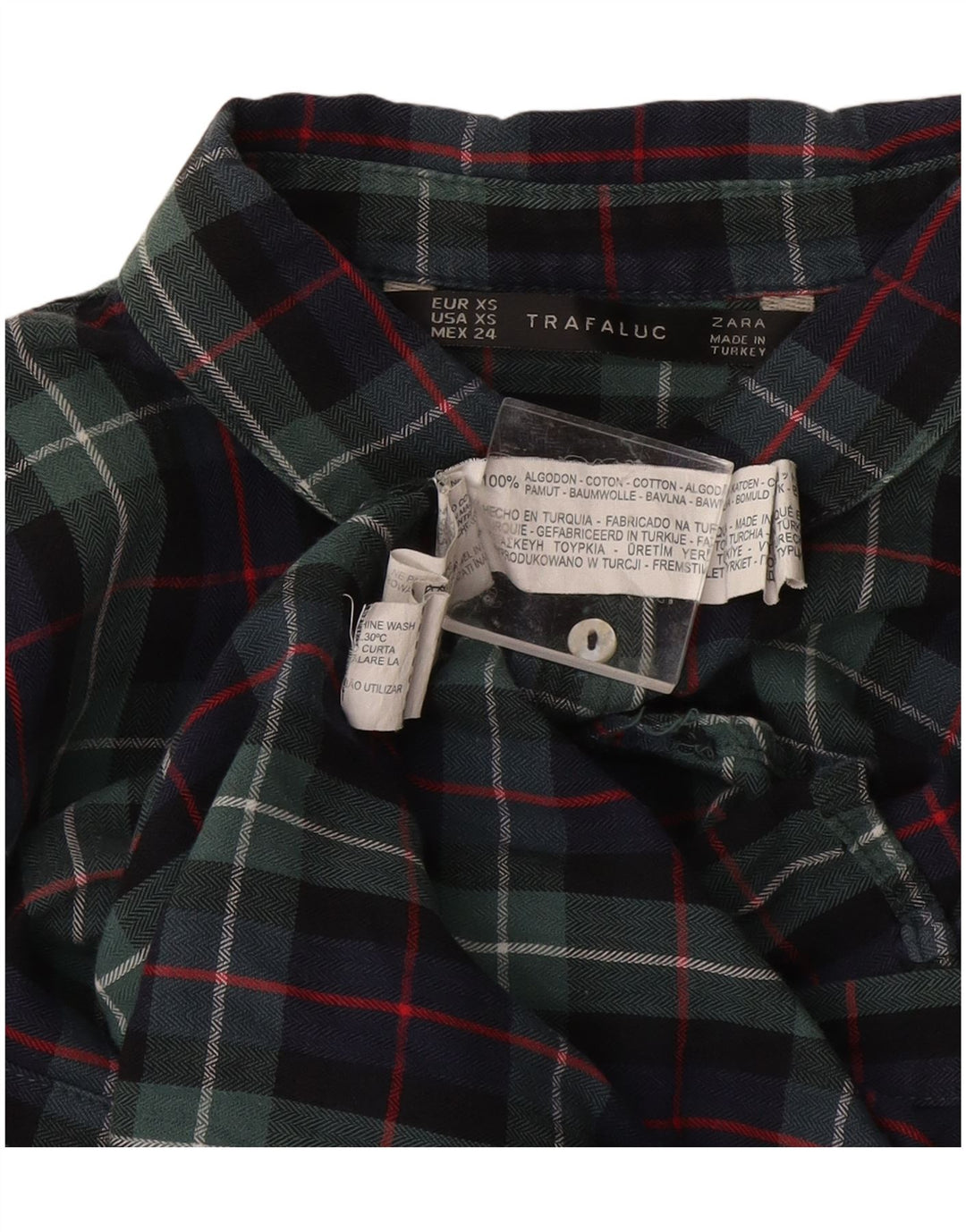 Женская фланелевая рубашка оверсайз Zara UK 6 XS, хлопок в разноцветную клетку
