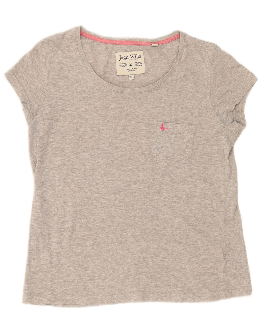 Женская футболка Jack Wills Top UK 12, средний серый хлопок с крапинками