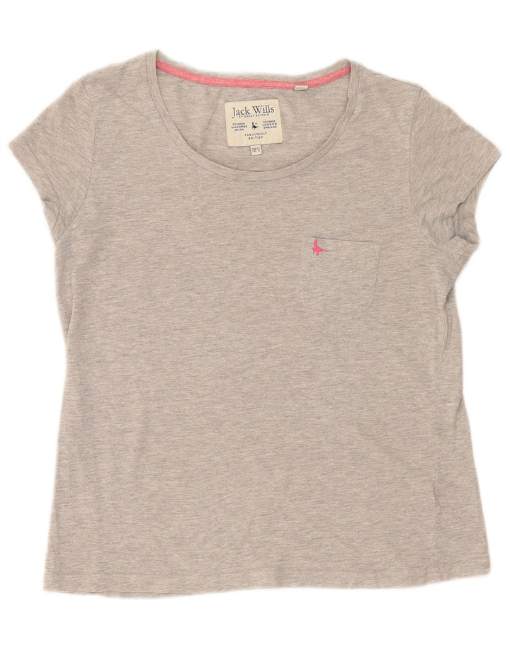 Женская футболка Jack Wills Top UK 12, средний серый хлопок с крапинками
