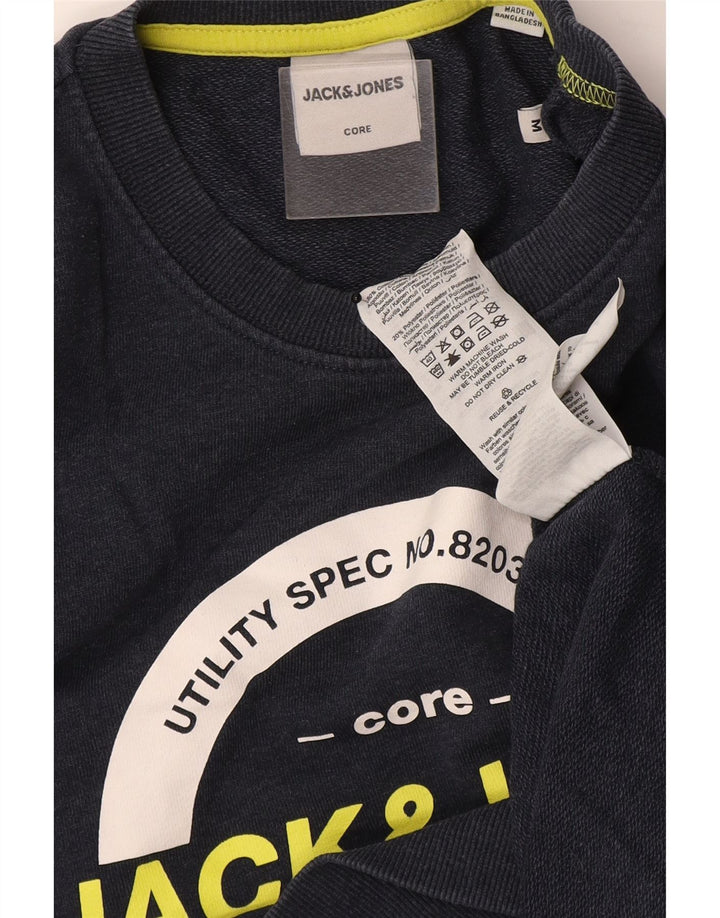 Мужской свитшот с рисунком Jack & Jones, средний темно-синий хлопковый джемпер