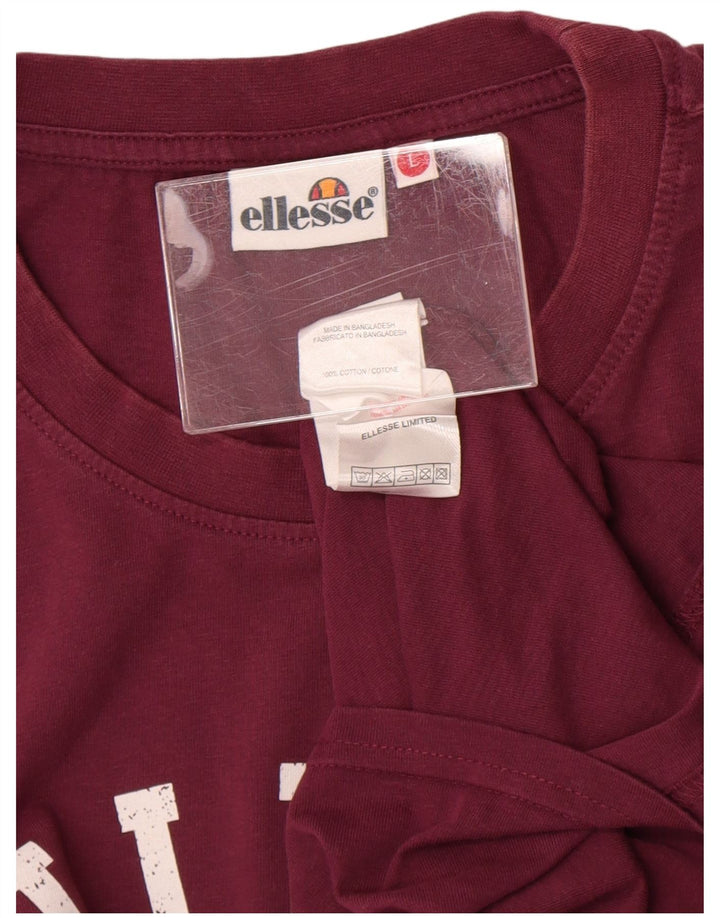 Мужская футболка Ellesse с рисунком, большой темно-бордовый хлопок