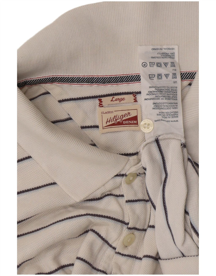 TOMMY HILFIGER Мужская классическая рубашка-поло из хлопка в большую белую полоску