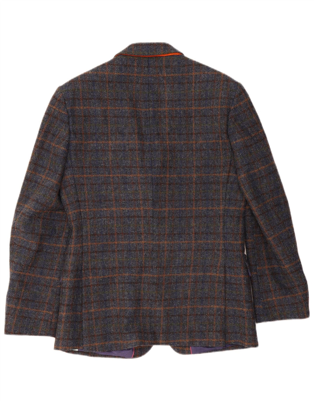 Мужской пиджак VINTAGE на 2 пуговицах, Великобритания 38, средний темно-синий в клетку, шерстяной