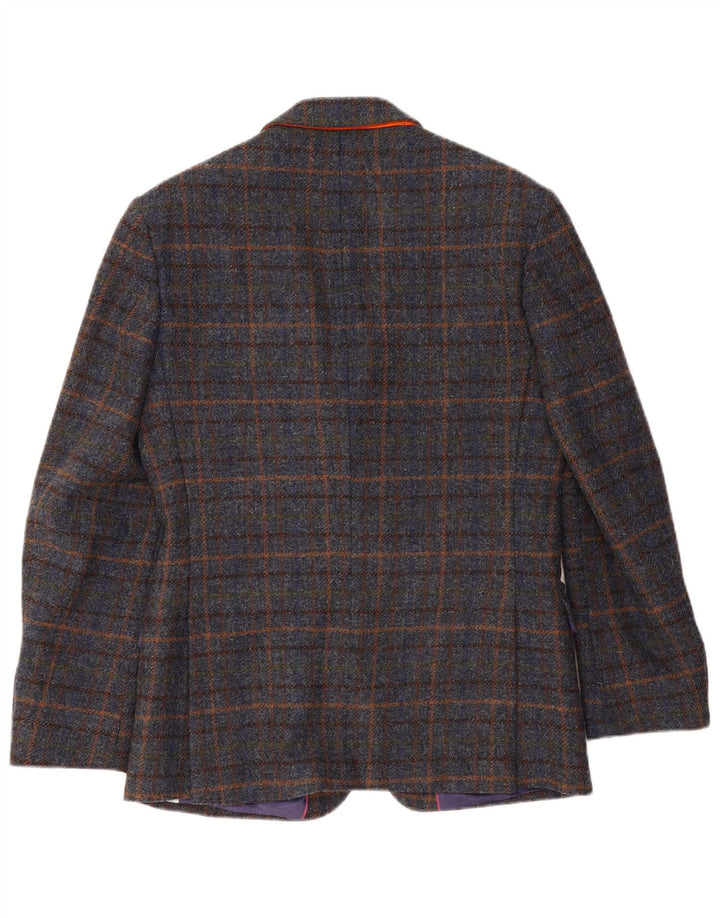 Мужской пиджак VINTAGE на 2 пуговицах, Великобритания 38, средний темно-синий в клетку, шерстяной