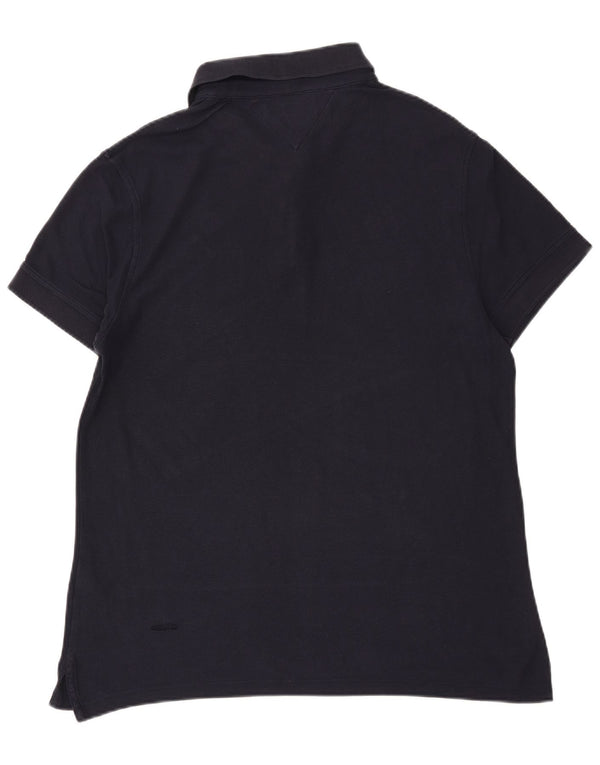 Tommy Hilfiger Мужская рубашка-поло приталенного кроя 2XL Темно-синяя хлопковая