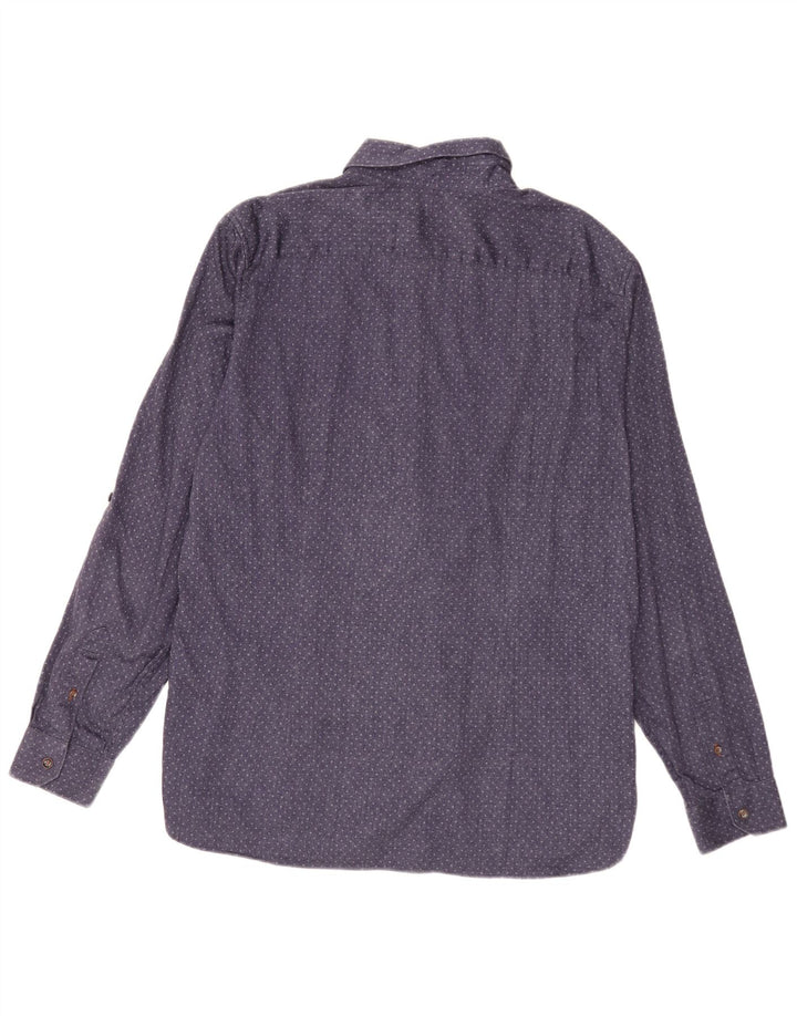 Мужская рубашка Ted Baker, размер 6, 2XL, темно-синяя, пятнистый хлопок