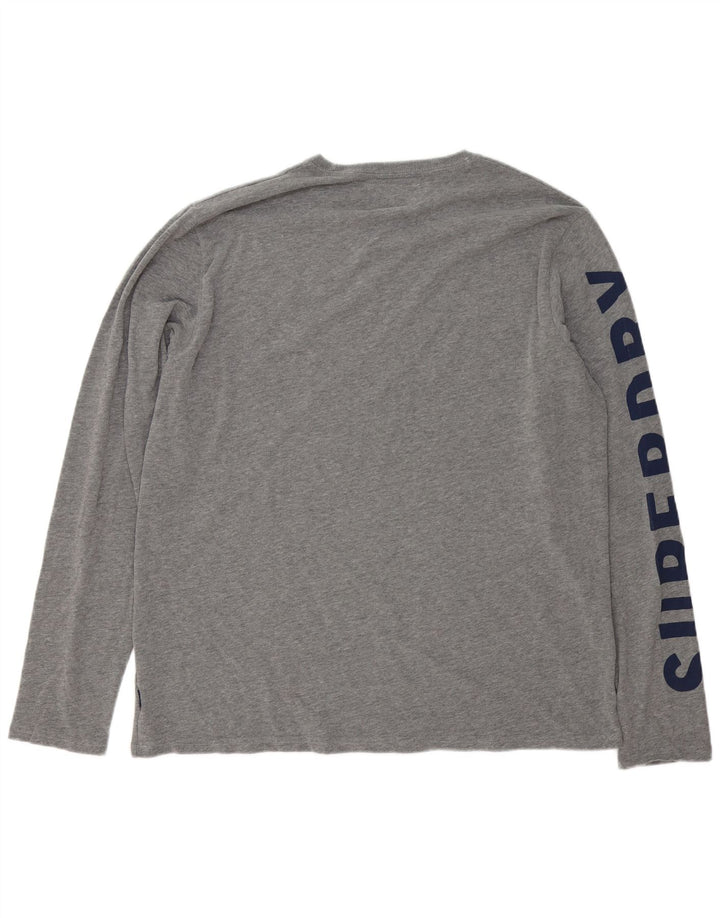 Мужской топ с рисунком Superdry с длинным рукавом 3XL, серый хлопок
