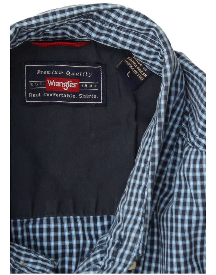 Мужская рубашка Wrangler, большая синяя клетка, хлопок