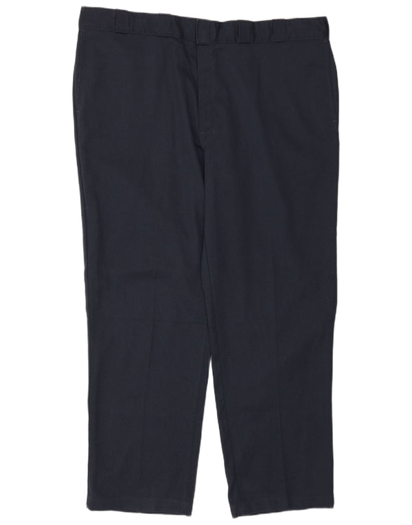 DICKIES Mens Straight Chino Trousers W46 L32 Navy Blue Polyester