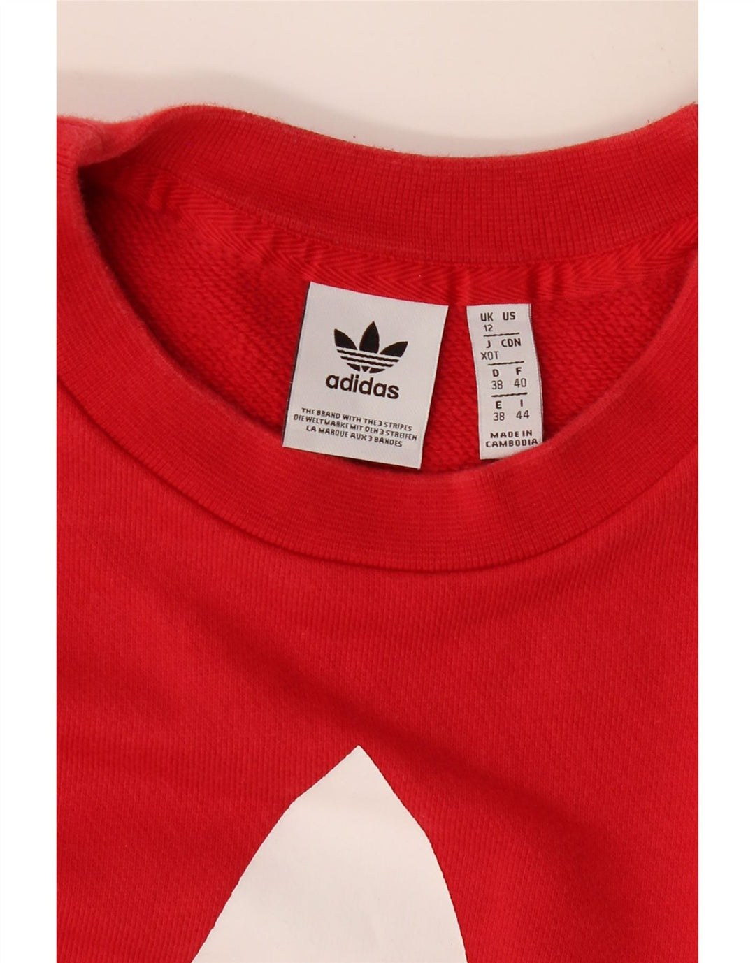 Женский свитер с рисунком ADIDAS UK 12, хлопковый средний красный
