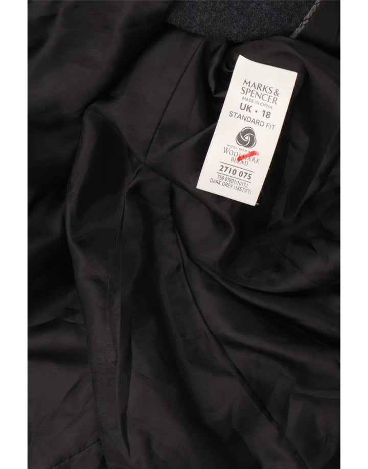 Женское короткое пальто Marks & Spencer UK 18 XL серое шерстяное