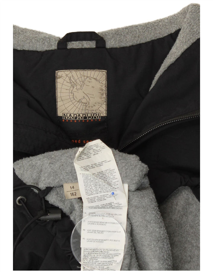 Napapijri Куртка-анорак с капюшоном и графическим рисунком для мальчиков 13–14 лет, черный полиэстер