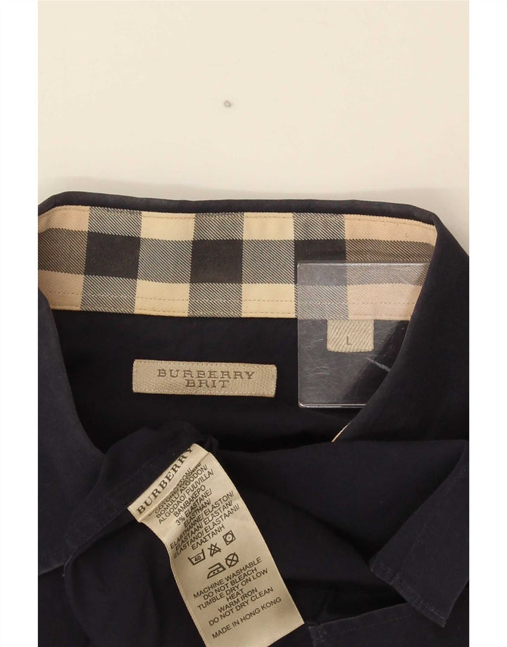 Мужская рубашка BRIT Burberry, темно-синяя, хлопковая, большая