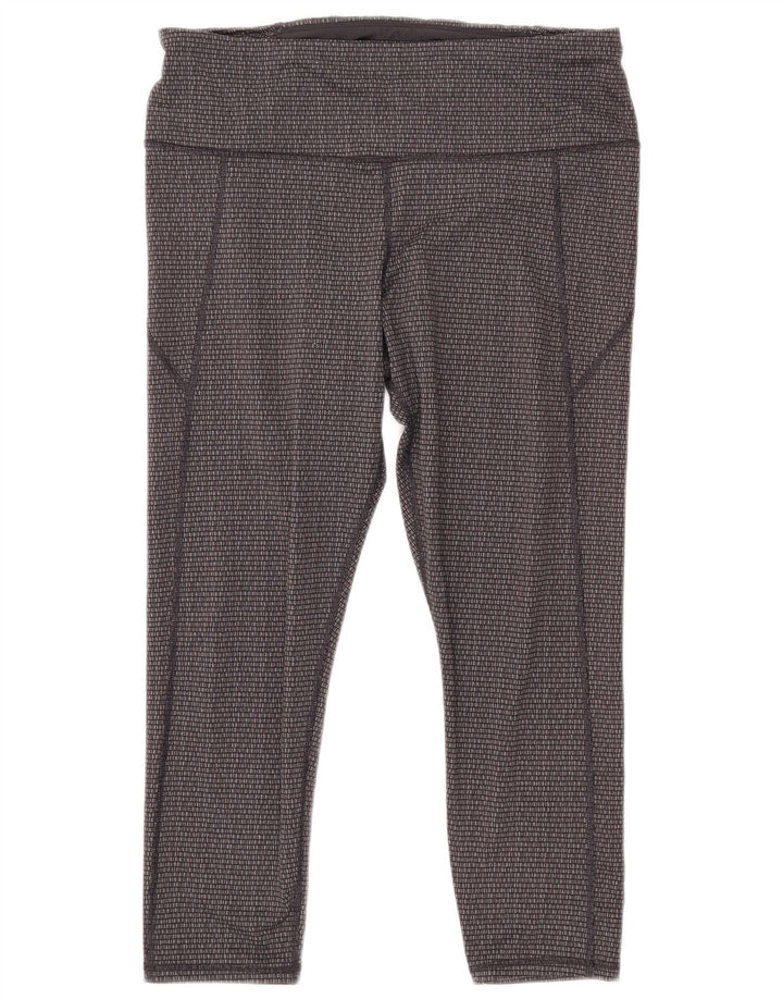 Женские укороченные леггинсы приталенного кроя UNDER ARMOR, Великобритания, 18 XL, серые с геометрическим рисунком