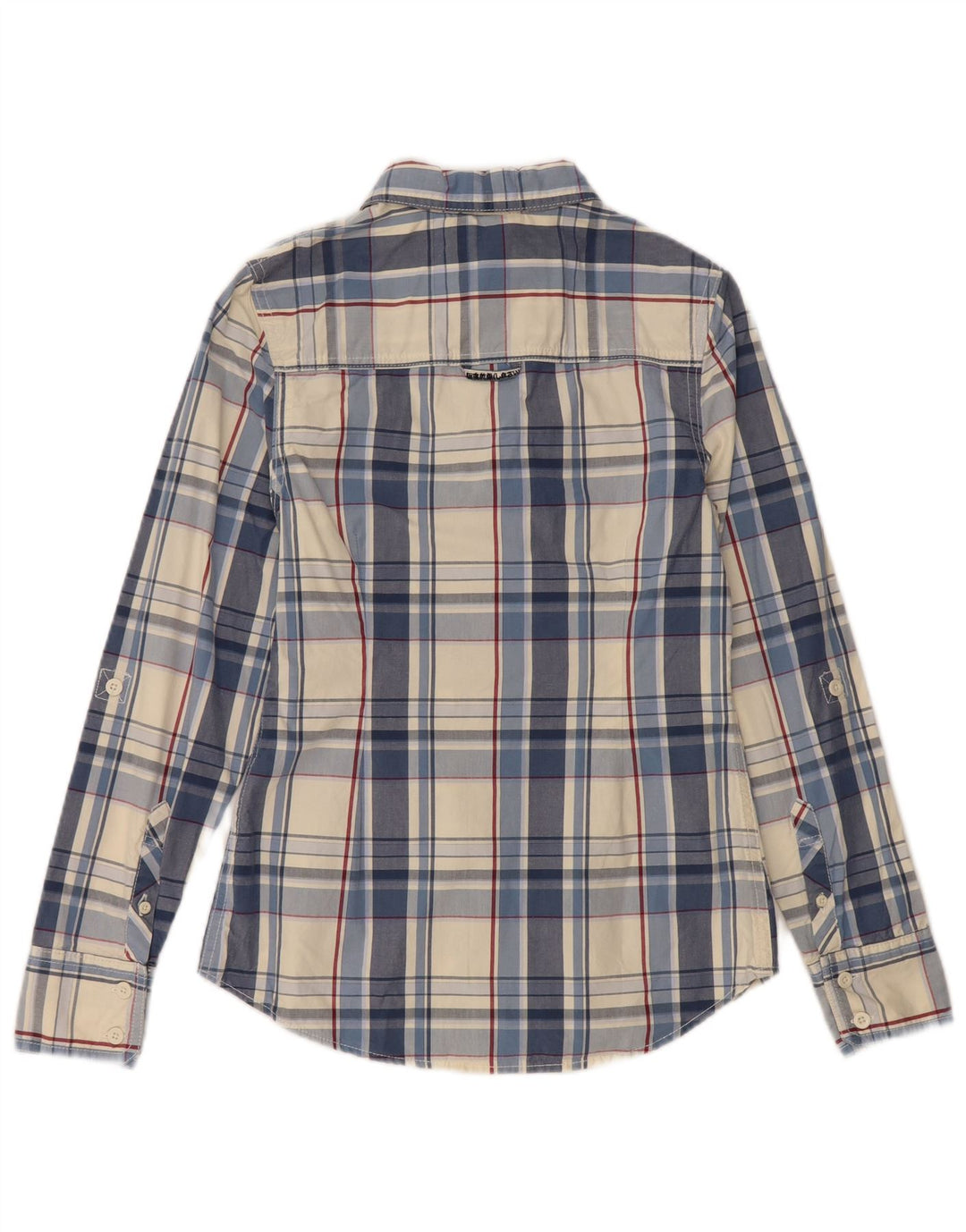 SUPERDRY Женская рубашка UK 10, маленькая синяя клетка, хлопок