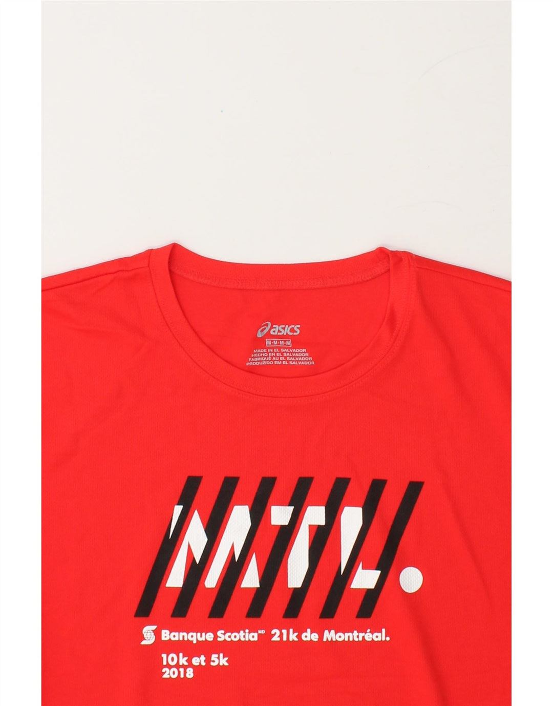 ASICS Mens Graphic T-Shirt Top Medium Red Polyester Vintage Asics and Second-Hand Asics from Messina Hembry 