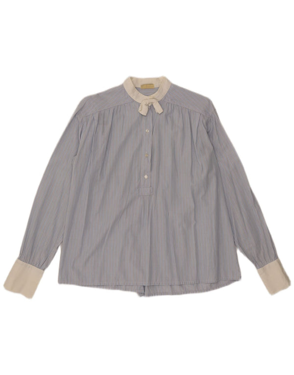 Penny Black Womens Front Tie Pullover Shirt UK 14 Large Blue Pinstripe