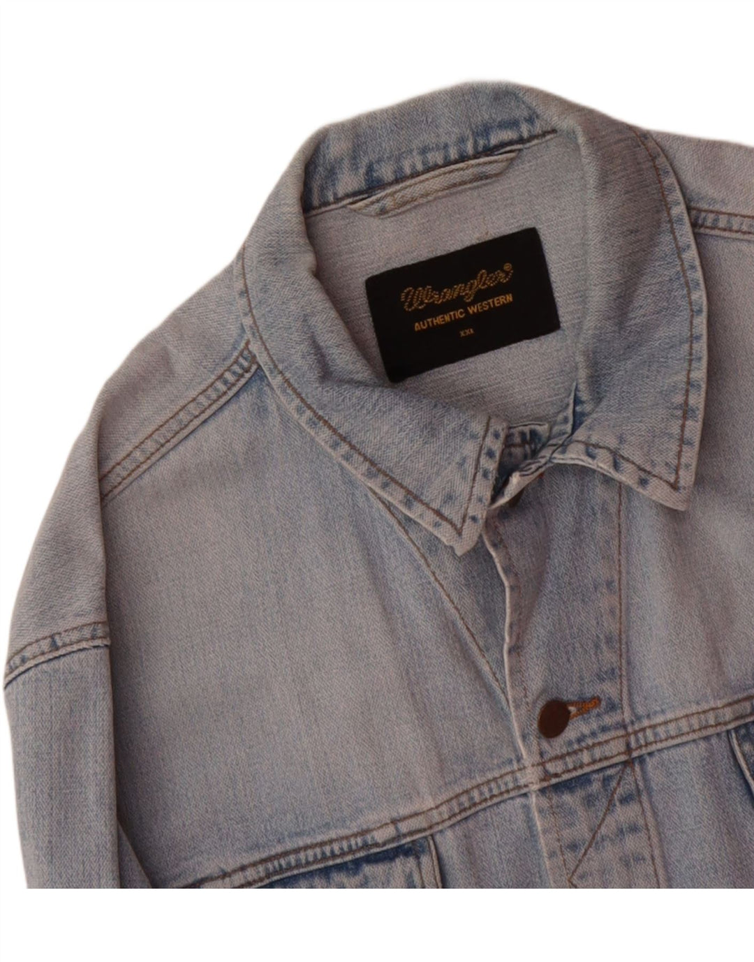 WRANGLER Mens Denim Jacket UK 44 2XL Blue Cotton Vintage Wrangler and Second-Hand Wrangler from Messina Hembry 