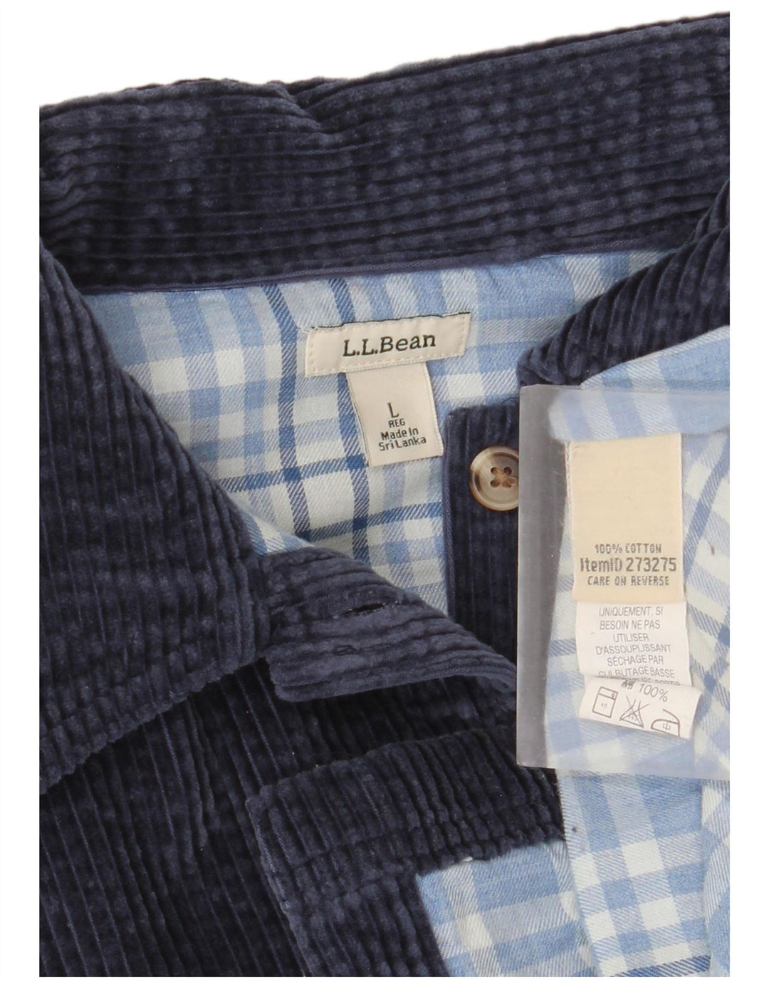 Мужская вельветовая рубашка L.L.Bean, большой размер, темно-синий, хлопок