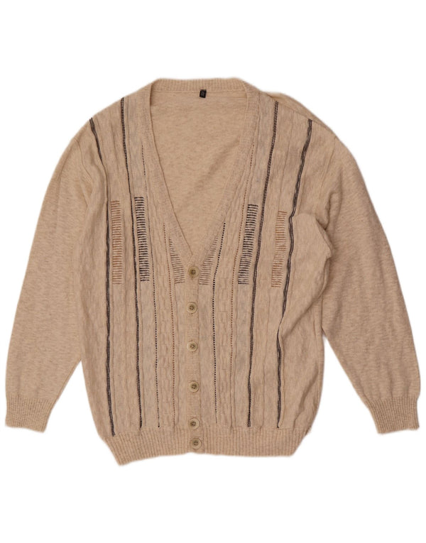 Винтажный мужской кардиган-свитер IT 54 XL, хлопок в бежевую полоску