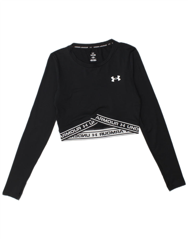 Женский укороченный топ с рисунком Under Armour с длинным рукавом UK 10, маленький черный