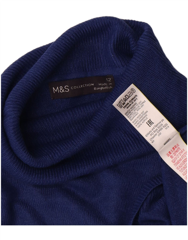 Женский джемпер с высоким воротником Marks & Spencer UK 12, средний темно-синий