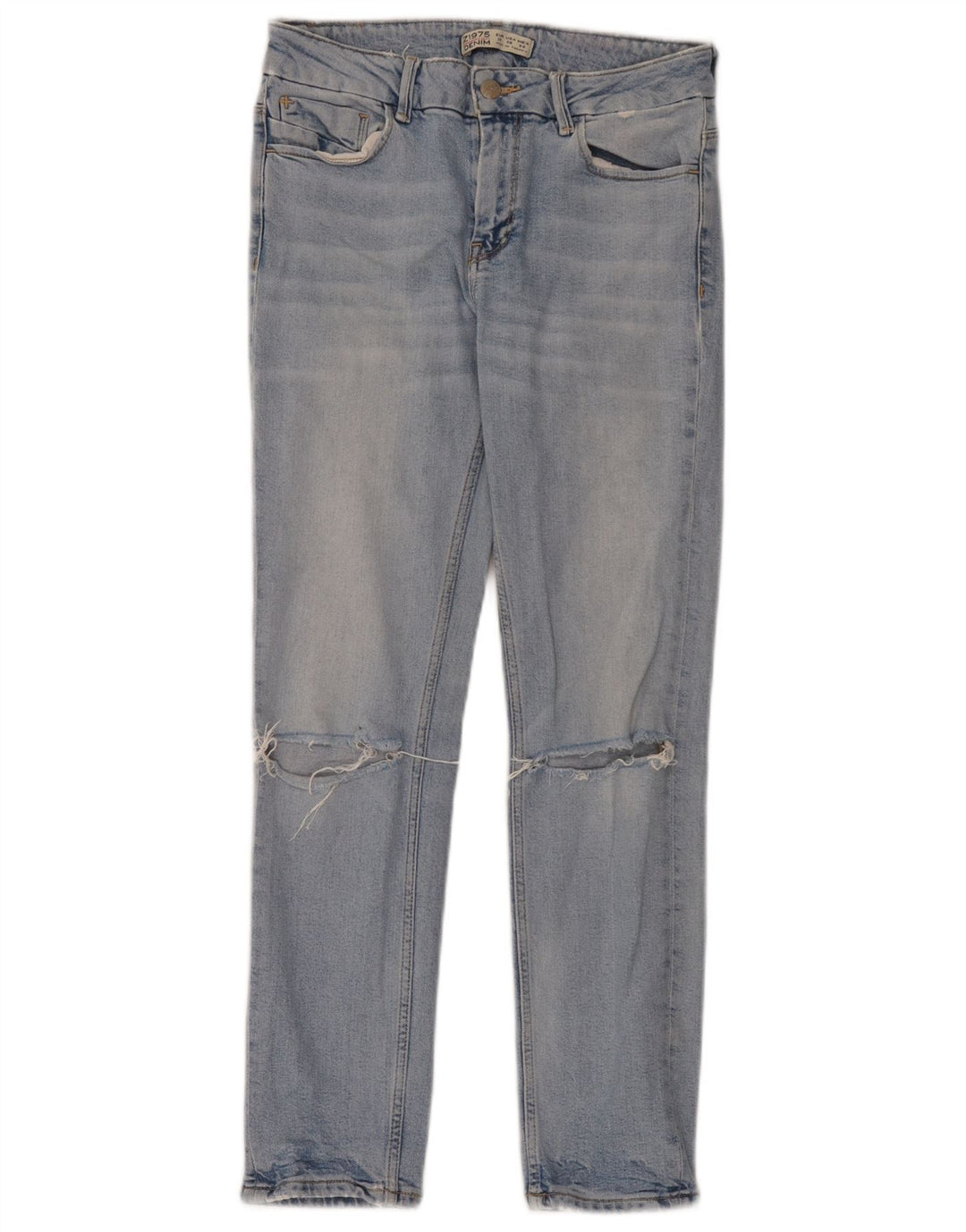 Женские потертые узкие джинсы Zara EU 38, маленькие W28 L28, синие
