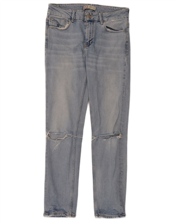 Женские потертые узкие джинсы Zara EU 38, маленькие W28 L28, синие