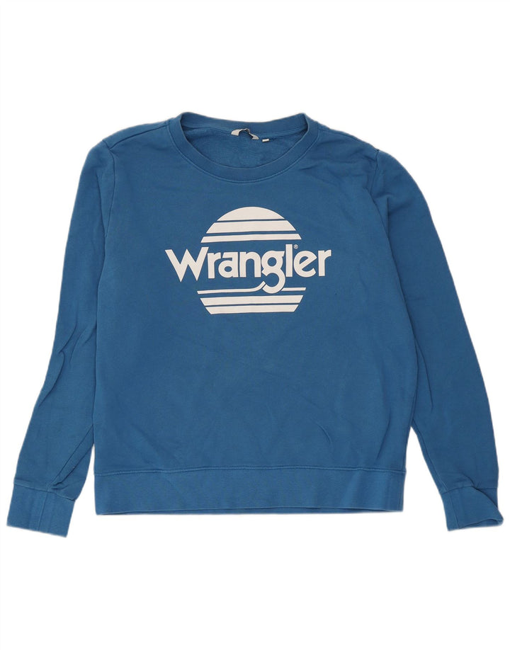 Женский свитер с рисунком Wrangler, хлопковый джемпер, средний синий цвет (Великобритания 14)