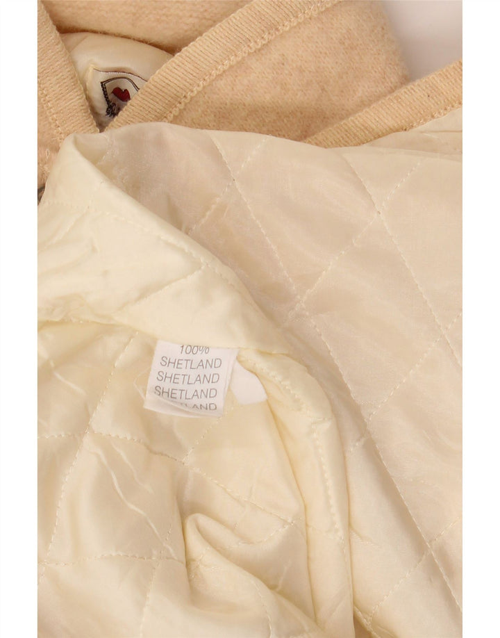 ВИНТАЖНЫЙ женский пиджак с рисунком на 5 пуговицах, Великобритания, 14, большой, бежевый