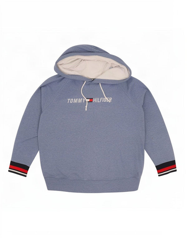Женский джемпер с капюшоном Tommy Hilfiger UK 16, большой синий с цветными блоками