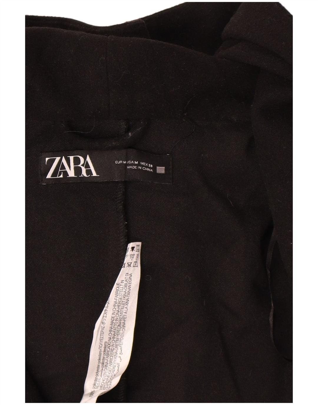 Женское открытое пальто с капюшоном Zara UK 14, средний черный полиэстер