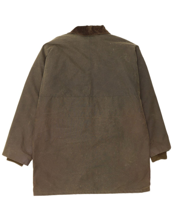 Vintage Womens Waxed Cotton Jacket UK 14 Large Khaki