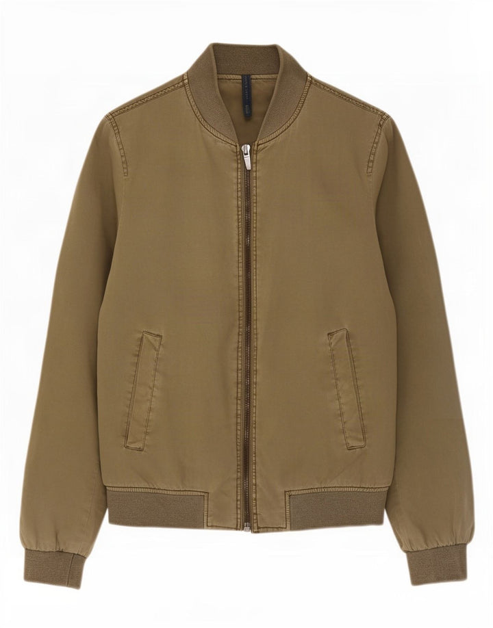 Мужская куртка-бомбер Zara UK 36, маленький цвет хаки, хлопок
